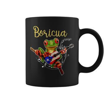 Puerto Rico Coqui Frog Playing Guitar Puerto Rican Boricua Coffee Mug | Mazezy