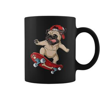 Pug Skateboard Dog Puppy Skater Skateboarding Coffee Mug | Mazezy