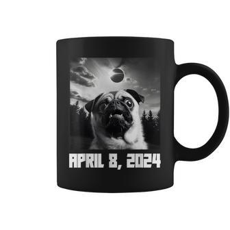 Pug Taking Selfie Totality 04 08 24 Total Solar Eclipse 2024 Coffee Mug - Seseable