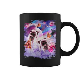 Pugs In The Clouds With Donut And Pizza Coffee Mug - Monsterry