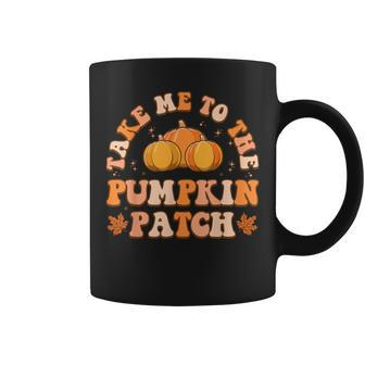 Take Me To The Pumpkin Patch Thanksgiving Groovy Autumn Fall Coffee Mug | Crazezy DE
