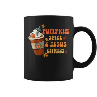 Pumpkin Spice Latte Jesus Christ Thanksgiving Fall Groovy Coffee Mug - Monsterry