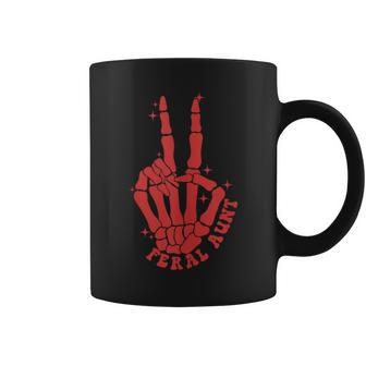 Punk Rock Mom Mother's Day Skeleton Hand Feral Aunt Coffee Mug - Monsterry