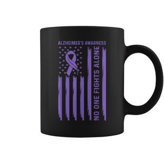Purple American Flag Alzheimer's Awareness Month Coffee Mug - Monsterry UK