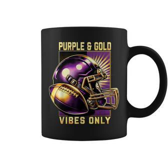 Purple & Gold Vibes Only Retro Football Lovers Football Team Coffee Mug | Mazezy