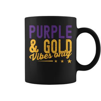 Purple And Gold Vibes Only Game Day For High School Football Coffee Mug | Mazezy