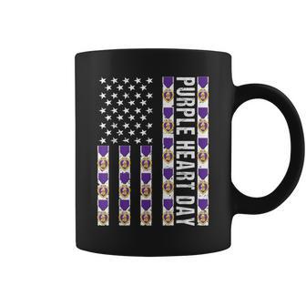 Purple Heart Day Military Us Flag Purple Heart Medal Veteran Coffee Mug - Monsterry DE