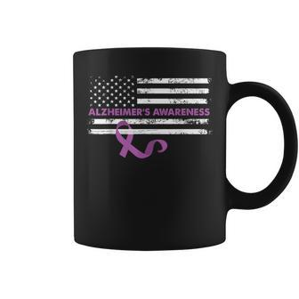 Purple Ribbon Alzheimer's Awareness Us Flag Coffee Mug - Monsterry UK