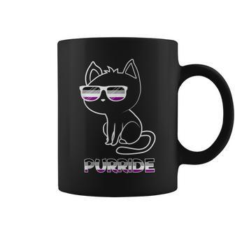 Purride Asexual Flag Sunglasses Gay Pride Cat Lover Coffee Mug - Monsterry
