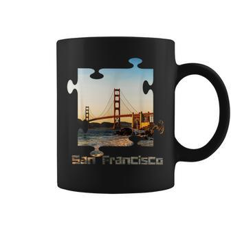 Puzzle Skyline San Francisco California Golden Gate Bridge Coffee Mug - Monsterry