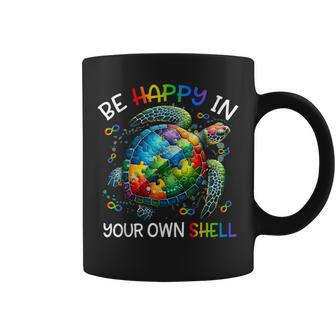 Puzzle Turtle Be Happy In Your Own Shell Autism Awareness Coffee Mug | Mazezy