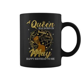 A Queen Was Born In May Birthday Afro Girl Black Women Coffee Mug - Monsterry