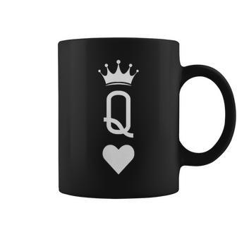 Queen Of Hearts Playing Card Vintage Crown Coffee Mug - Monsterry