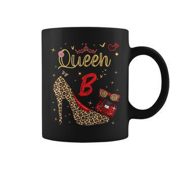 Queen Letter B Initial Name Leopard Heel Letter B Alphapet Coffee Mug - Thegiftio UK