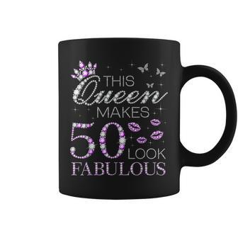 This Queen Makes 50 Look Fabulous 50Th Birthday Purple Style Coffee Mug - Monsterry DE