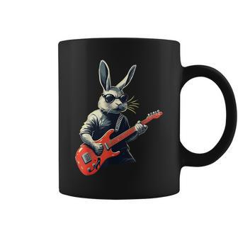 Rabbit Bunny Wearing Sunglasses Playing Guitar Musician Coffee Mug - Seseable