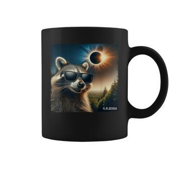 Raccoon Glasses Taking A Selfie With Solar 2024 Eclipse Coffee Mug | Mazezy