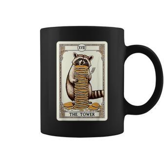 Raccoon Tarot Card The Tower Pancake Raccoon Coffee Mug - Monsterry