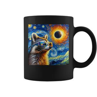 Raccoon Total Solar Eclipse 2024 Van Gogh Raccoon Glasses Coffee Mug - Seseable