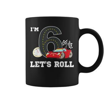 Race Car Birthday Party Supplies 6 Year Old 6Th Bday Boy Coffee Mug - Monsterry