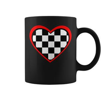 Racing Checkered Flag Heart Race Car Coffee Mug - Monsterry CA