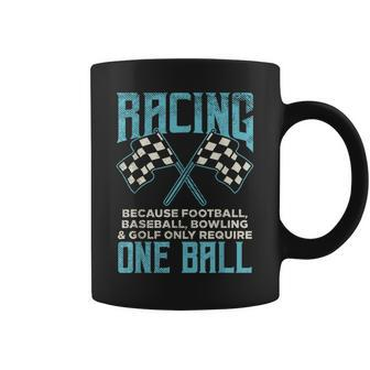 Racing One Ball Checkered Flag Race Car Driver Racer Coffee Mug - Monsterry