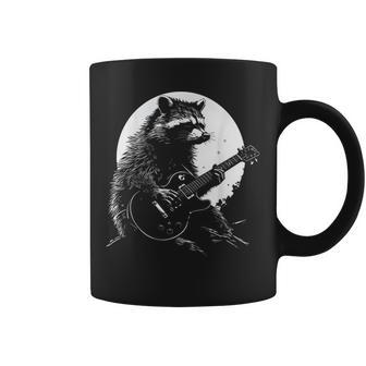 Racoon Playing Guitar With Moon Raccoon Meme Guitarist Coffee Mug - Monsterry DE
