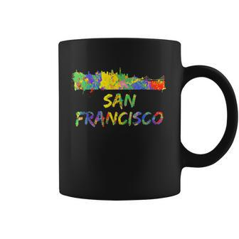 Rainbow Colorful Graffiti Style San Francisco City Skyline Coffee Mug - Monsterry AU