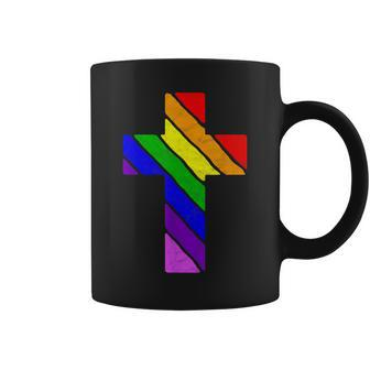 Rainbow Cross Gay Pride & Lgbtq Christian Supporter Coffee Mug - Thegiftio UK