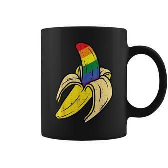 Rainbow Flag Banana Gay Pride Ally Lgbtq Lgbt Pup Coffee Mug - Monsterry