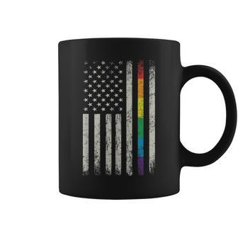 Rainbow Gay Pride American Flag Lgbt Gay Transgender Pride Coffee Mug - Monsterry DE