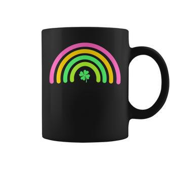 Rainbow Green Four Leaf Clover Proud Irish St Patrick's Day Coffee Mug - Seseable