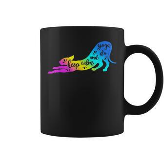 Rainbow Keep Calm And Do Yoga Cat Coffee Mug - Monsterry AU