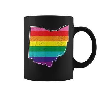 Rainbow Ohio Gay Pride Flag Vintage Coffee Mug - Monsterry DE