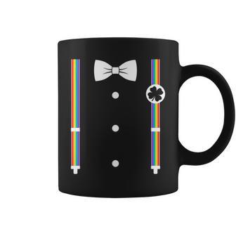 Rainbow Suspenders Bow Tie Leprechaun Costume Coffee Mug - Monsterry