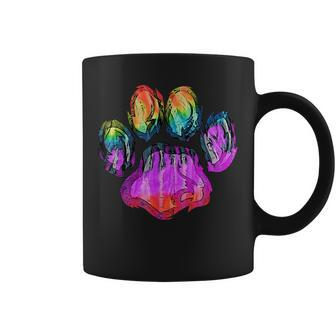 Rainbow Tie Dye Paw Print Coffee Mug - Thegiftio UK