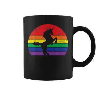 Rainbow Unicorn Striped Sunrise Distressed Relaxed Coffee Mug - Monsterry DE