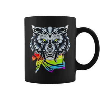 Rainbow Wolf Lgbt Gay Pride Wolf Coffee Mug - Monsterry