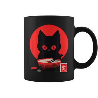 Ramen Cat Japanese Love Kanji Vintage Rising Sun Neko Nippon Coffee Mug - Monsterry DE