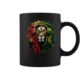 Rasta Reggae Music Headphones Hippie Reggae Lion Of Judah Coffee Mug - Thegiftio UK