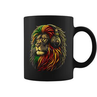 Rasta Reggae Music Headphones Jamaican Lion Judah Coffee Mug - Seseable