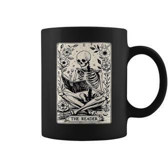 The Reader Tarot Card Skeleton Reading Book Books Coffee Mug - Monsterry CA