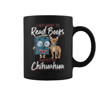 Reading Dog Mom Book Pet Dad Chihuahua Coffee Mug | Mazezy