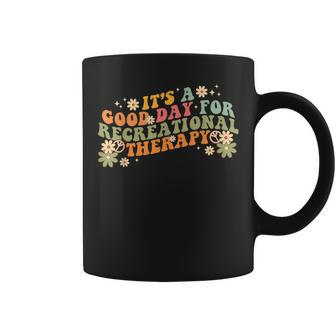 Recreational Therapy Therapist Rt Month Flowers Retro Wavy Coffee Mug - Seseable