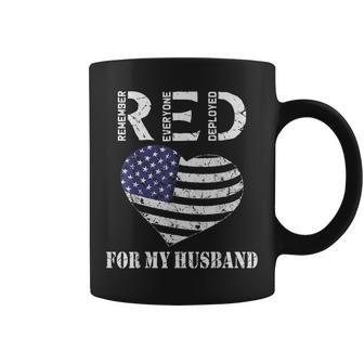 Red Friday For My Deployed Husband Military Wife Heart Flag Coffee Mug - Monsterry CA
