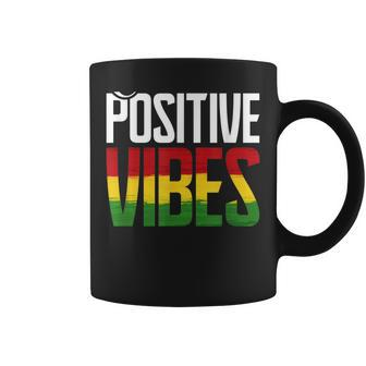 Red Green And Gold Positive Vibes Jamaican Reggae Coffee Mug - Thegiftio UK