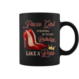 Red Heels Pisces Girl Stepping Into Birthday Astrology Coffee Mug | Crazezy CA