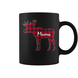Red Plaid Mama Moose Xmas Matching Buffalo Family Pajama Coffee Mug - Monsterry CA