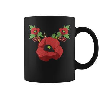 Red Poppies Floral Vintage Poppy Flowers Coffee Mug - Monsterry
