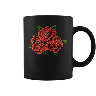 Red Roses Floral Illustration Coffee Mug - Monsterry CA